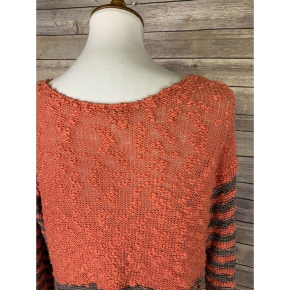 Free People XS Slub Knit Sweater Striped Coral - Picture 7 of 10